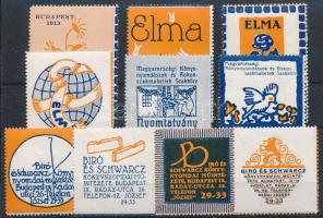 1913 ELMA nyomtatványok 10 db klf levélzáró