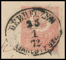 1872 Könyvnyomású 5kr díjjegyes ajánlott boríték Réznyomat 10kr díjkiegészítéssel "DEBRECZEN / ...
