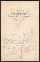 cca 1865 Női portré, keményhátú fotó Rudolf Bayer bécsi műterméből, térképes hátoldallal, 10,5×6,5 c...