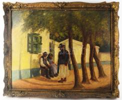 Kisjenői Klein Ernő (1898-1944): Tere-fere. Olaj, karton, jelezve jobbra lent. Kissé vetemedett. 48x64 cm. Dekoratív, kissé sérült fakeretben.