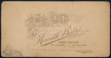 cca 1900 Kisgyermek kutyával és macskával, keményhátú fotó Horváth Bálint nagyenyedi műterméből, kis...