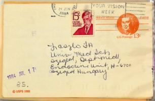 USA kb 75 db díjjegyes küldemény, levél berakóban