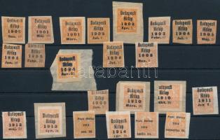 1900-1914 23 db Hírlapbélyeg Budapesti Hírlap előérvénytelenítéssel