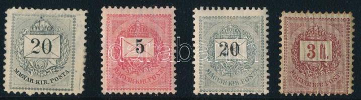 4 klf Krajcáros bélyeg, a Színes számú 20kr gumi nélkül