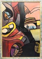 Scheiber H jelzéssel: Társaság. Olaj, vászon. 70x50 cm. Keretben.