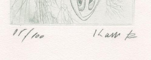 Kass János (1927-2010): W. Harvey portréja. Rézkarc, papír, jelzett, számozott (95?/100). 19x11 cm. ...