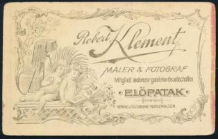 cca 1895 Gyerekportré, keményhátú fotó Kelement előpataki műterméből, 10,5×6,5 cm