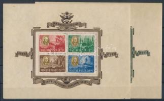 1947 F. D. Roosevelt blokkpár (60.000) (betapadás, gumihibák, saroktörés / gum disturbances, corner fold)