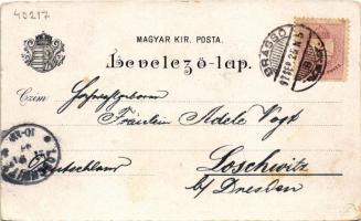 1897 (Vorläufer) Brassó, Kronstadt, Brasov; Katalin kapu, Evangélikus templom, Fekete és fehér toron...