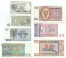 Mianmar / Burma 1958 1K + 1972-1986 1K - 35K (6xklf) T:UNC,AU, egyiken tűzőgéplyuk
Myanmar / Burma ...