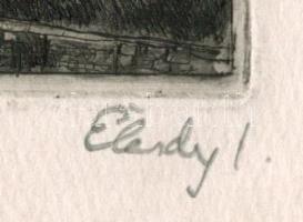 Élesdy István (1912-1987): Mátyás-templom, Budai vár. Rézkarc, papír, jelzett. Lapszéli apró szakadá...