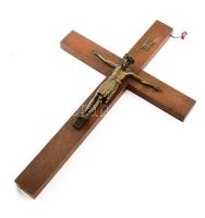 Nagyméretű fali feszület, fa, bronzírozott korpusszal, 60x40 cm