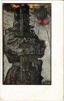 Bahnsicherungs-Dienst in der Weihnachtsnacht. Weihnachtskarte des Kriegsfürsorgeamtes Bozen-Gries "Für unsere Soldaten" / WWI Austro-Hungarian K.u.K. military art postcard with Christmas greetings. Druck Tyrolia, Bozen s: Ignaz Stolz