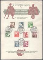 Deutsches Reich 1938 Mi 675-683 sor emléklapon, "KARLSRUHE (BADEN)", ritka!