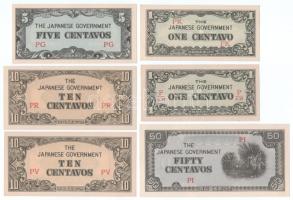 Fülöp-szigetek / Japán megszállás DN(1942) 1c (2xklf: "P/AM" + "PK") + 5c "PG" + 10c (2xklf: "PR" + "PV") + 50c "PI" T:UNC,AU Philippines / Japanese occupation ND(1942) 1 Centavo (2xdiff: "P/AM" + "PK") + 5 Centavo "PG" + 10 Centavo (2xdiff: "PR" + "PV") + 50 Centavos "PI" C:UNC,AU Krause P#102, P#103, P#104, P#105