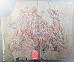 Muhits Sándor (1882-1956): Siratás. Ceruza, hártyapapír, jelzés nélkül, sérült, 69,5×88 cm