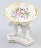 Herendi Viktória mintás fűszerkínáló, figurális lábakon, jelzett, hibátlan, d: 9 cm, m: 9 cm