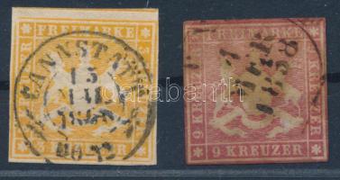 Német államok - Württemberg 1859 Forgalmi bélyegek Mi 12 + 14 (Mi EUR min. 120.-)