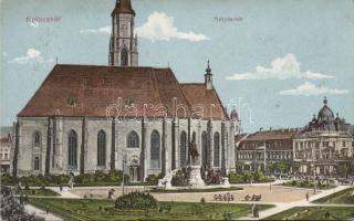 Kolozsvár Mátyás square with cathedral and the shop of Jenő Haraszthy (EB)