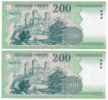 2002. 200Ft (2x) sorszámkövetők "FB 7790059 - FB 7790060" T:XF