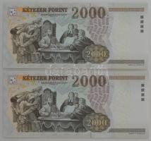2007. 2000Ft (2x) sorszámkövetők "CB 0252526 - CB 0252527" T:UNC
