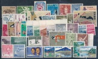 Japán 26 klf teljes kiadás és önálló bélyeg, köztük 7 db sport motívum pár, stecklapon