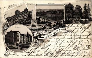 1904 Lipik, Jodbad, Cursalon, Springbrunnen, Wandelbahn, Jodquelle, Curhotel / spa, fountain, promenade, well, hotel. floral. Ottmar Zieher Art Nouveau, litho (EK)