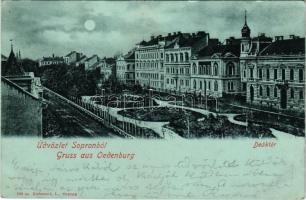 1903 Sopron, Deák tér este holdfényben. Kummert L. kiadása (EK)