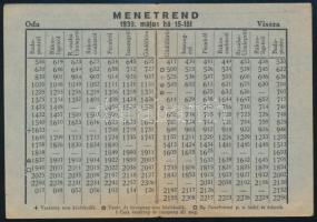 1939 Külvárosi vasút / HÉV menetrend reklámmal