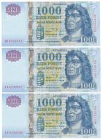 2005. 1000Ft (2x) sorszámkövetők "DB 0332596 - DB 0332598" T:UNC