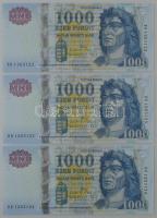 2011. 1000Ft (3x) sorszámkövetők "DB 1263122 - DB 1263124" T:UNC,AU