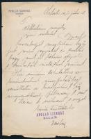 1913 Zilah, Apolló Színház fejléces levélpapírjára írt levél