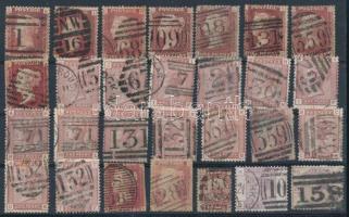 Nagy-Britannia 28 db 1900 előtti bélyeg posta azonosítós bélyegzéssel