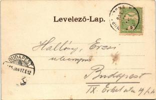 1905 Muraszombat, Murska Sobota; utca, templom este holdfényben. Ascher B. és fia kiadása / street v...