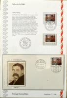 Svájc 1986-1987 elsőnapi lap gyűjtemény, benne FDC, bélyegzett és postatiszta bélyeg, szép album borítóval