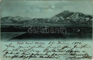 1900 Liptószentmiklós, Liptovsky Mikulás; látkép este holdfényben. Sochán P. kiadása / general view at night in moonlight (gyűrődés / crease)