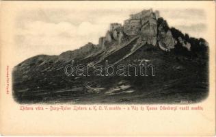 Zsolnalitva, Ljetava, Lietava (Vágvölgy, Povazie); Hrad Lietava / vár a Kassa-Oderbergi Vasút (KsOD, KOV) mentén. Geruska Pál kiadása / Das Waagthal, Burg-Ruine Ljethava / castle ruins in the Váh valley, along the Kosice-Bohumín Railway line (EK)