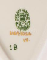 Zsolnay pillangómintás szív alakú porcelán tálka, kézzel festett, jelzett, hibátlan, h: 11,5 cm