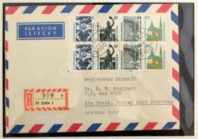 NSZK levélgyűjtemény Prinz albumban. A levelek mind Abu Dhabiba mentek, főleg alánlott légi levelek ...