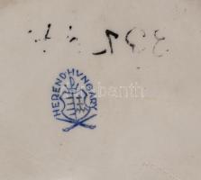 Herendi szív alakú ékszeres tálka, jelzett, kis kopással, 10x10 cm