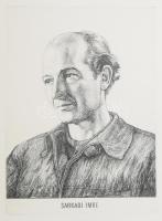 Gacs Gábor (1930-2019): Sarkadi Imre portréja. Rézkarc, papír, utólagos jelzéssel, 39×28,5 cm