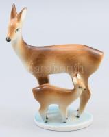 Zsolnay őz a gidájával. Jelzett, hibátlan, m: 17,5 cm