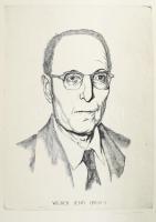 Badacsonyi Sándor (1949-2016): Wigner Jenő portréja. Rézkarc, papír, utólagos (?) jelzéssel, 39×29 cm