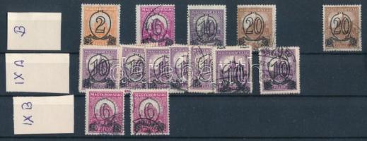1931 Kisegítő bélyegek sor VIII. vízjellel B fogazással + 7 db sor IX. vízjellel + 2 db 6/8f IX. vízjellel B fogazással (47.450)