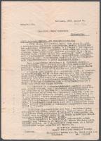 1953 Bp., a Magyar Izraeliták Országos Irodája gépelt levele a Kiskunhalasi Izraelita Hitközség részére a TÜKER (Tüzelő és Építőanyagkereskedelmi Vállalat) tüzelőhitelakciója tárgyában
