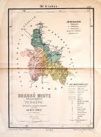 [Térkép] Brassó megye közigazgatási térképe. Hivatalos adatok alapján rajzolta Hátsek Ignác. Mértéke: 1:500 000. (1880/1886). Budapest, [1886]. Lampel Róbert (Wodianer F.) kiadása - Ullmann J. ny. Színes kőnyomat, mérete: 280x195 mm egy 350x260 mm méretű térképlapon. Az 1876. évi vármegyerendezés után szükségessé vált új, a közigazgatásban is haszonnal forgatható megyetérképeket készíteni. A térképgyűjtemények egyikét Hatsek Ignác (1828-1902) kartográfus készítette el, atlasza 1880-ban jelent meg, "A magyar szent korona országainak megyei térképei" címmel. Atlaszában térképei még csupán határszínezettek voltak, a térképek későbbi kiadásai viszont már színesek, és a közlekedési hálózat változásait is feltüntették. 1886-ból származó, III. kiadásból való megyetérképünkön példányunk a szász székből felállított dél-erdélyi Brassó megye területe tanulmányozható. Színes térképünk a hegy- és vízrajzi részleteken kívül feltünteti a megye járási beosztását, vasút- és közúthálózatát, rendezett tanácsú városát (Brassót), mezővárosait, falvait és pusztáit; romjait és fürdőhelyeit. Egyes települések mellett az elérhető postai és távírdai szolgálatok is szerepelnek. Térképünkön jól tanulmányozható a megye vasúti infrastruktúrájának fejlődése, a vasút ez idő szerint észak-déli irányban szeli át a megyét, az Olt völgyéből Brassóba kapaszkodva, majd a Kárpátok hágóján át román területre lépve. A megye területe domborzati szempontból satírozva, egyes csúcsok magasságának feltüntetésével, a szomszéd megyék vízrajzi, közlekedési és településhálózati részletei csupán jelzésszerűek. A térkép felirata a bal alsó sarokban, mellette jelmagyarázat. Térképünk szélén, a szedéstükrön kívül apró pótlás és javítás. Jó állapotú térképlap, hajtásnyommal, hátoldalán illesztéssel és javítással.