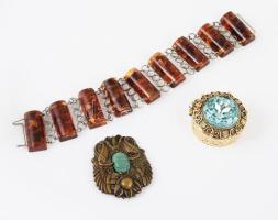 Szkarabeusz bross + borostyán karkötő + ékszeres dobozka