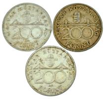 1992. 200Ft Ag "MNB" (3x) T:AU-VF patina Adamo F13