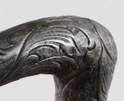 Ezüst (Ag) sétabot fej, jelzett, sérült, benne súlyozás maradékával, 53g