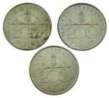 1993. 200Ft Ag "MNB" (3x) T:AU,XF kis ph., patina Adamo F13